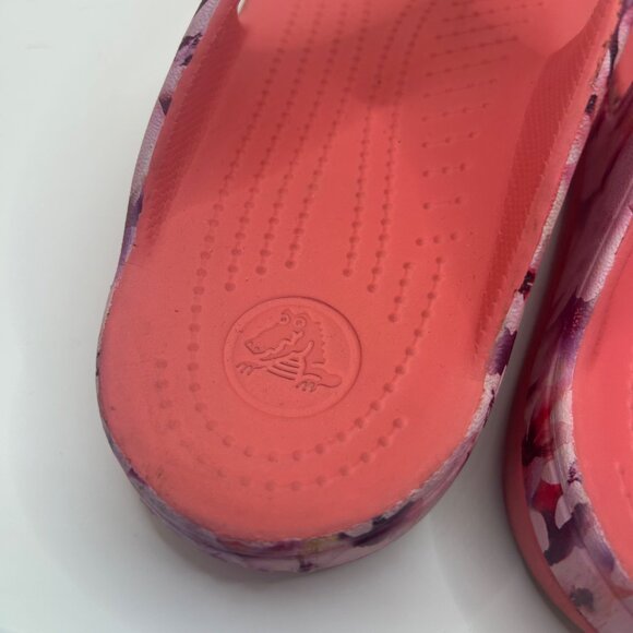 Crocs pink platform floral sandal flip flop comfort 11 - Picture 6 of 7